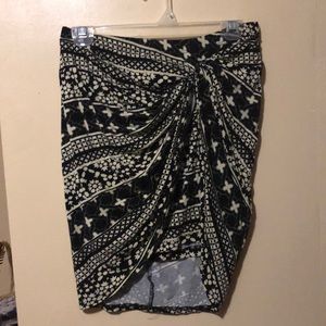 Tribal print wrapped skirt